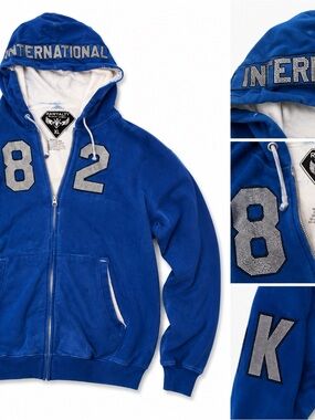 Rawyalty Blue Rhinestone '82' Zip Hoodie